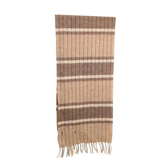 Macys NWT Vintage Wool Striped With Chevron Pattern Made In Germany Scarf Fringe - Picture 2 of 10